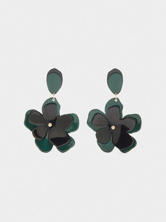 Double Flower Earrings With Resin