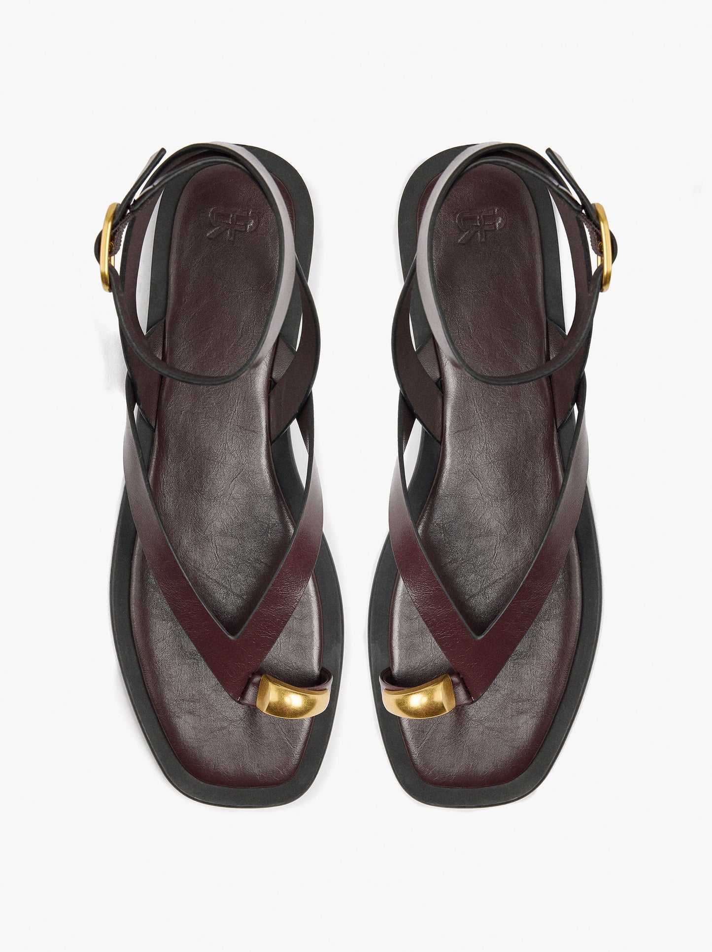 Leather Thong Sandals With Ankle Strap