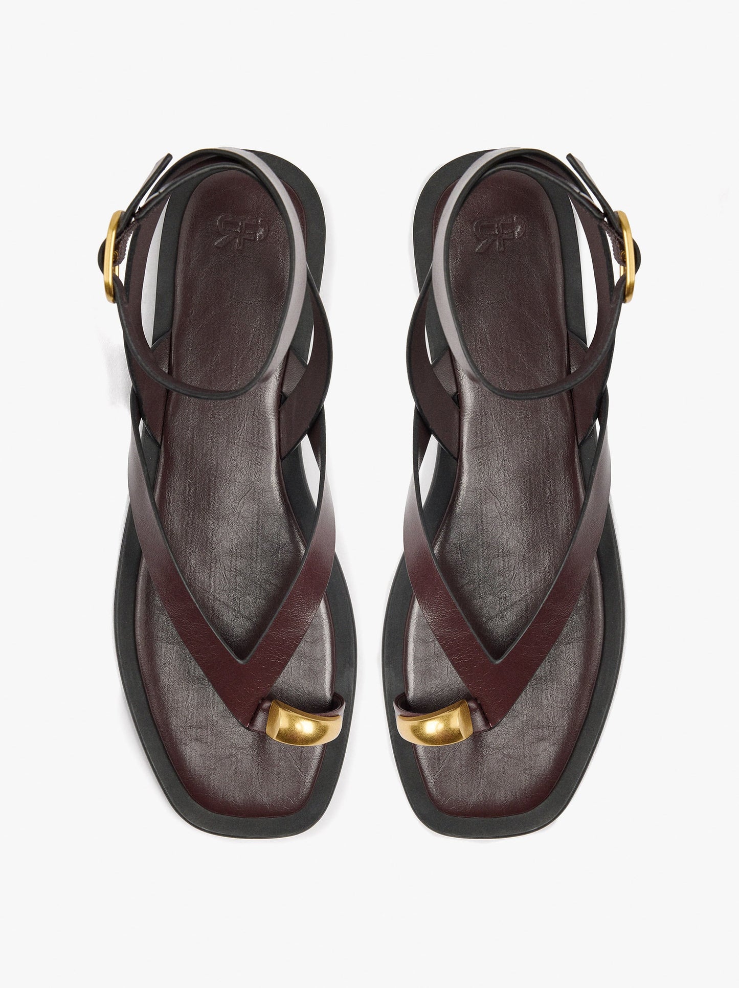 Leather Thong Sandals With Ankle Strap