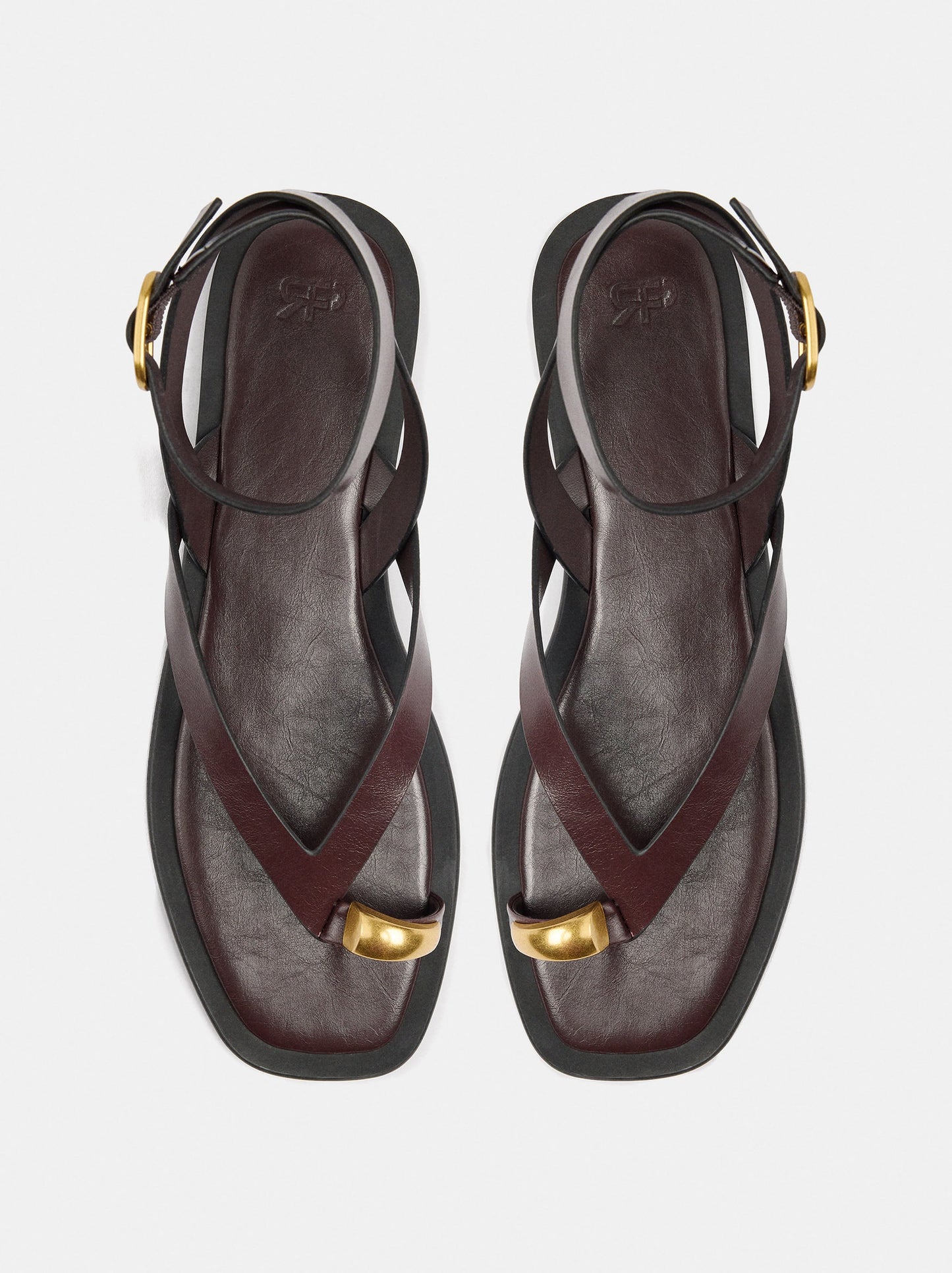 Leather Thong Sandals With Ankle Strap