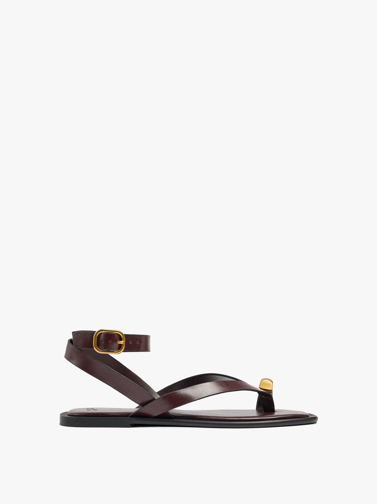 Leather Thong Sandals With Ankle Strap