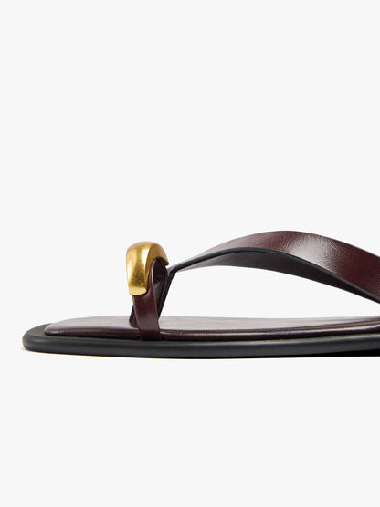 Leather Thong Sandals With Ankle Strap