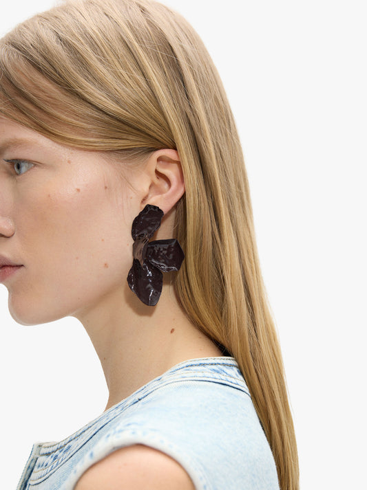 Half-Flower Earrings With Embossed