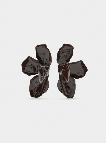 Half-Flower Earrings With Embossed