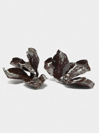 Half-Flower Earrings With Embossed