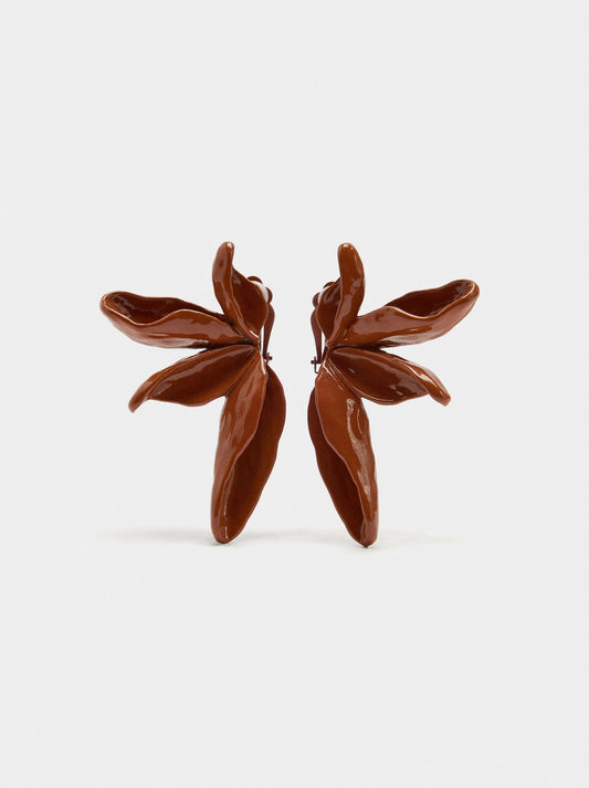 Half-Flower Earrings With Embossed
