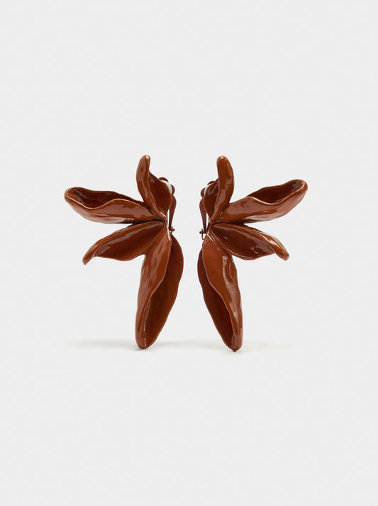 Half-Flower Earrings With Embossed
