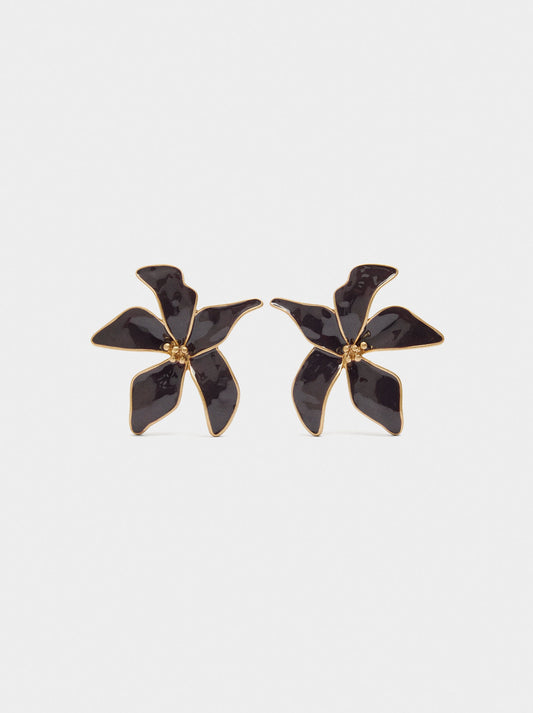 Flower Earrings With Enamel