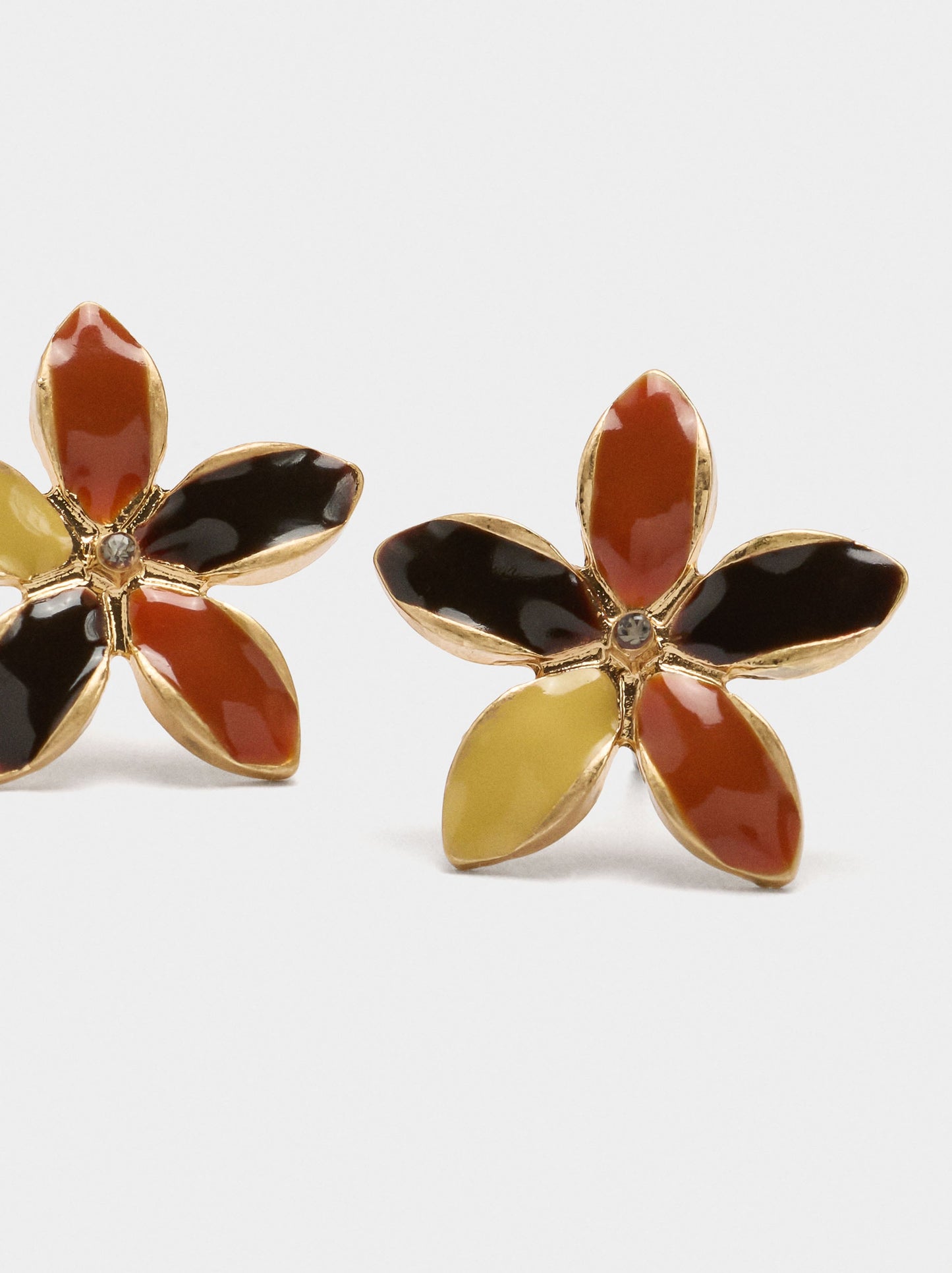 Flower Earrings With Multicolor Enamel
