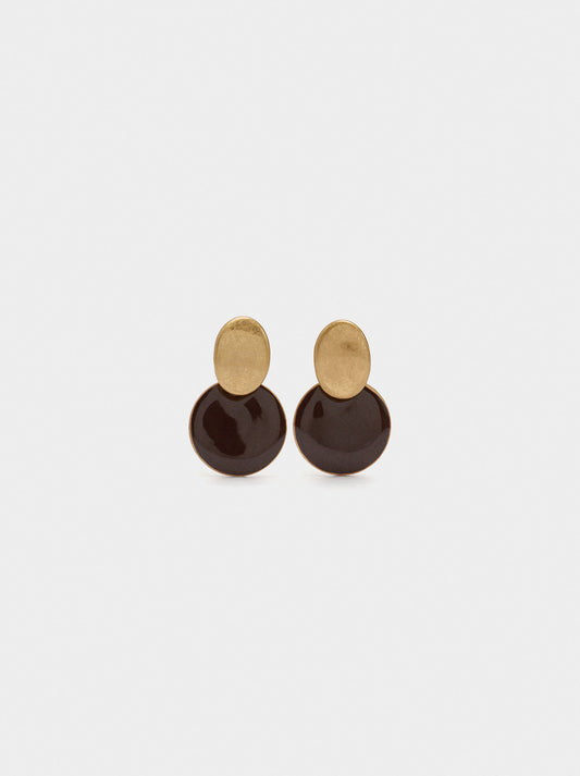 Round Bicolor Earrings With Enamel