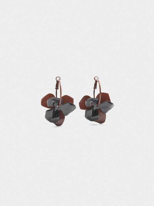Floral Hoop Earrings With Enamel