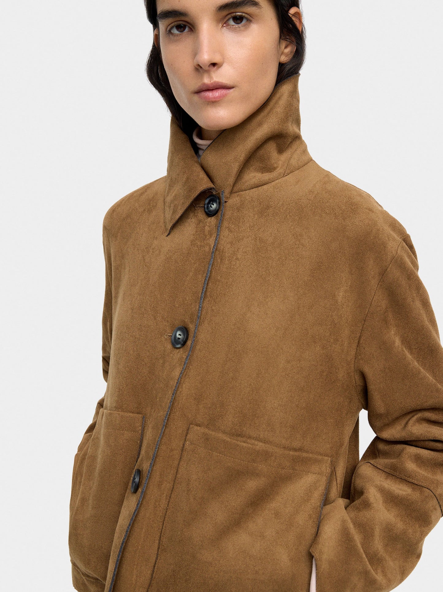 Leather-Effect Jacket With Pockets