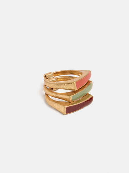 Triple Ring With Enamel