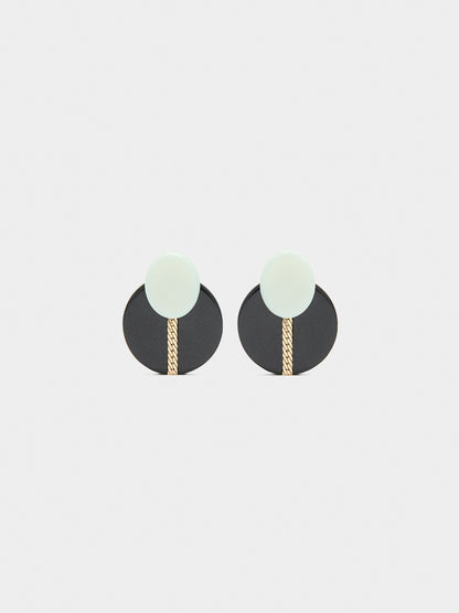 Round Earrings With Resin