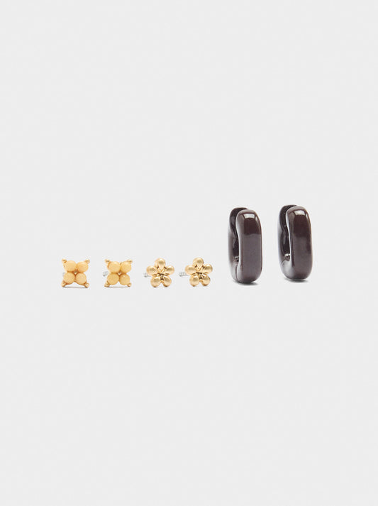 Set Of Earrings With Enamel