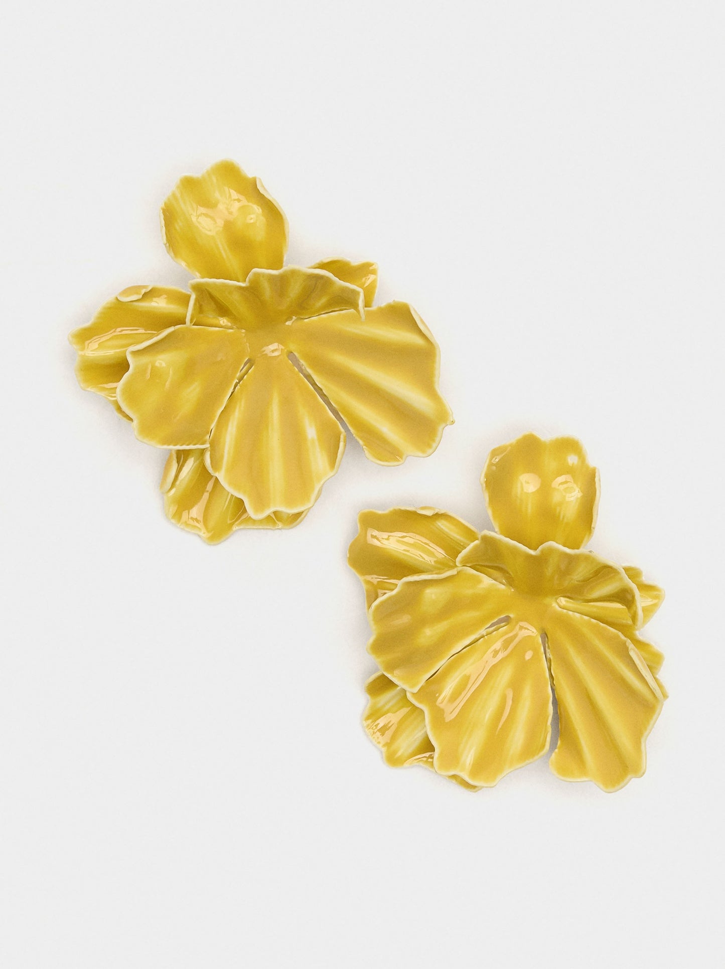 Earrings With Embossed Enamel Flower