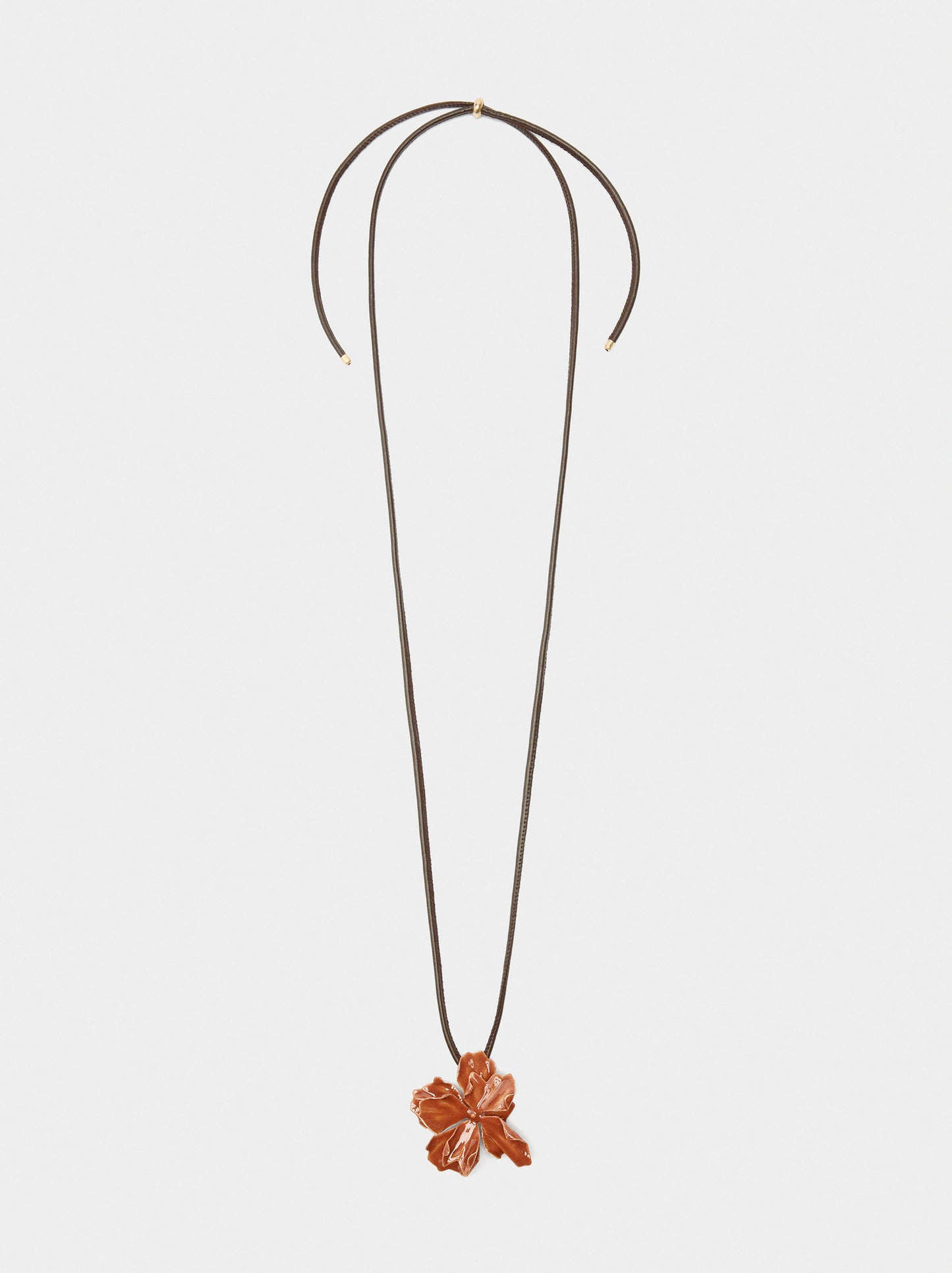 Cord Necklace With Enamelled Flower