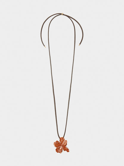 Cord Necklace With Enamelled Flower