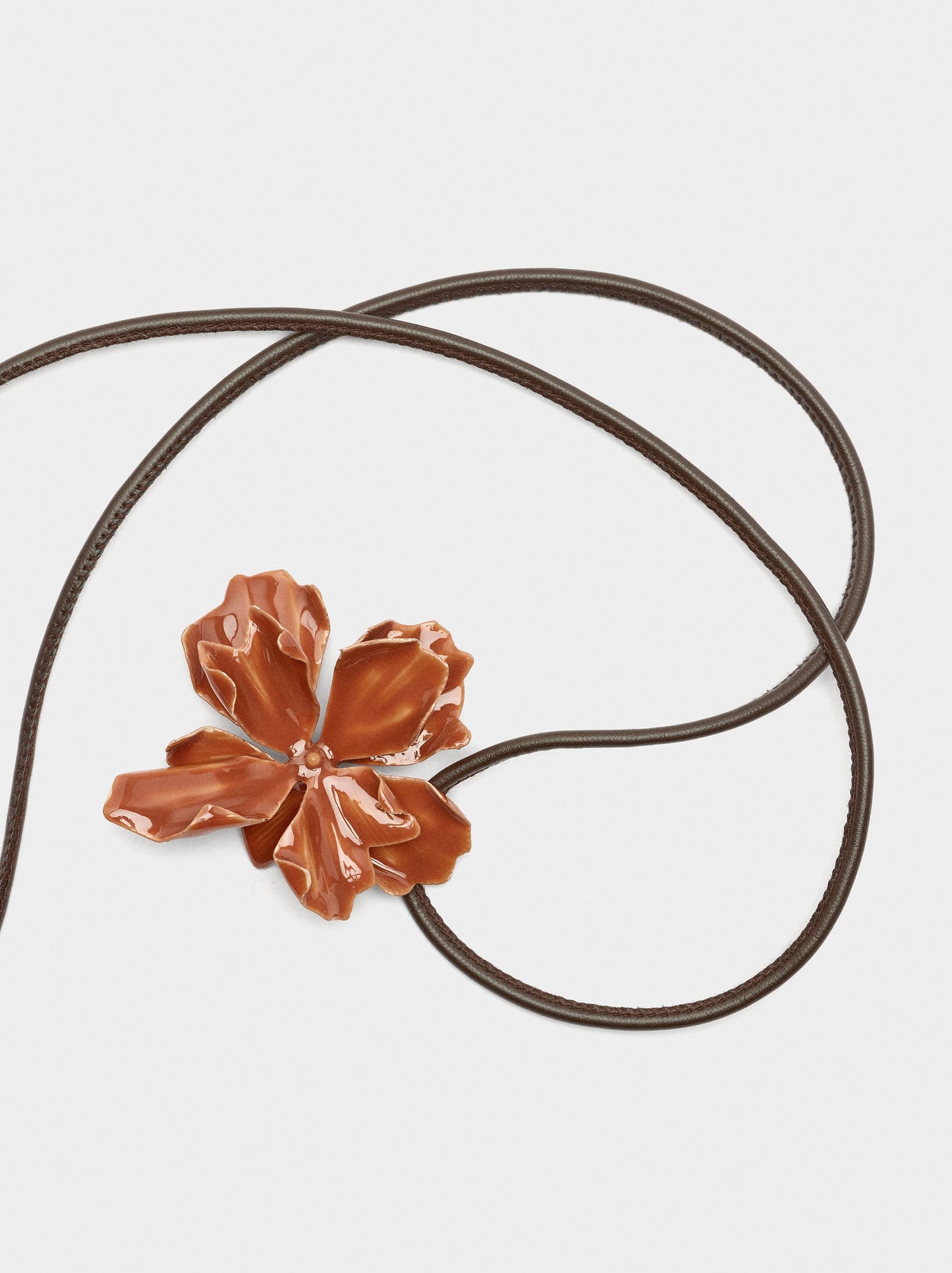 Cord Necklace With Enamelled Flower