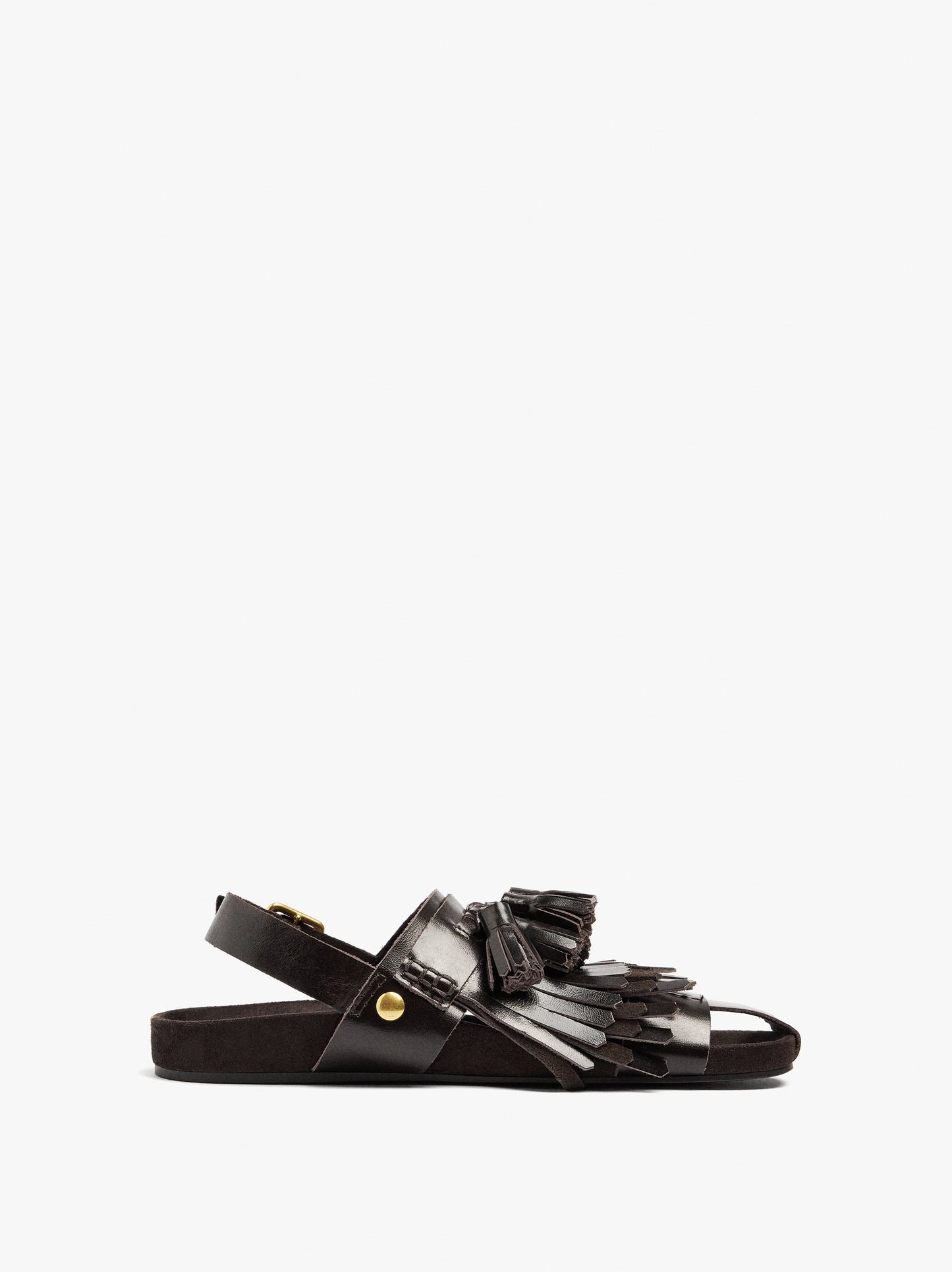 Flat Leather Sandals With Fringes