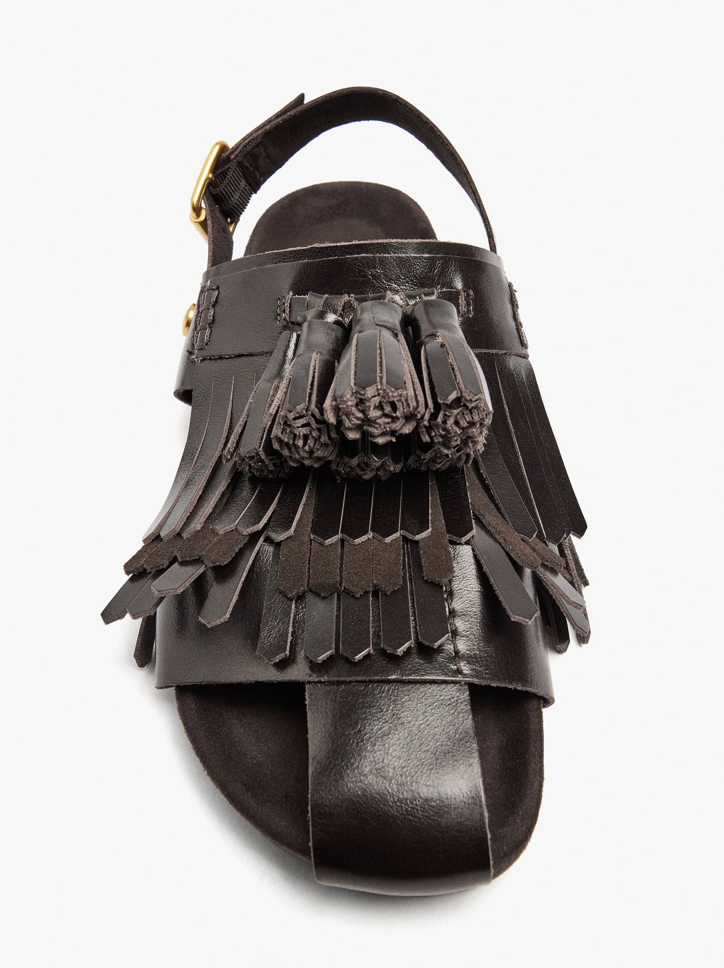 Flat Leather Sandals With Fringes