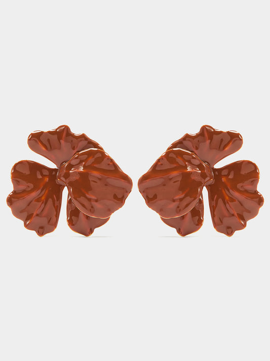 Maxi Flower Earrings With Enamel