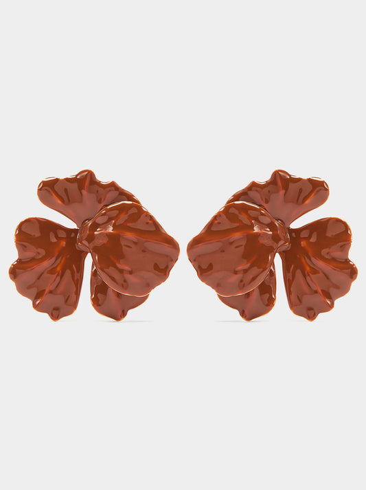 Maxi Flower Earrings With Enamel