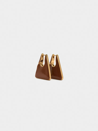 Triangular Hoop Earrings With Enamel