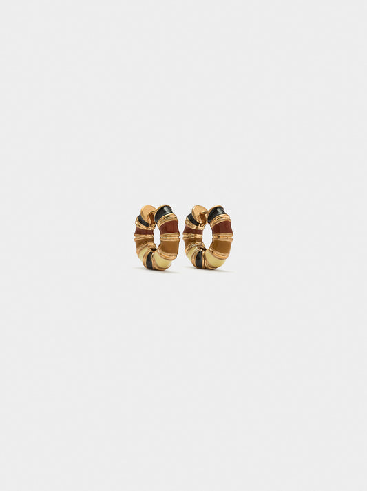 Tubular Hoop Earrings With Enamel
