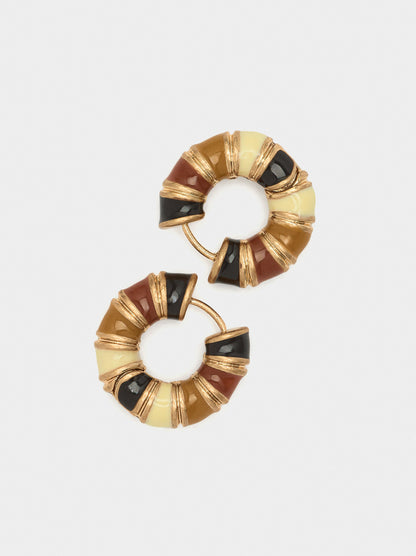 Tubular Hoop Earrings With Enamel