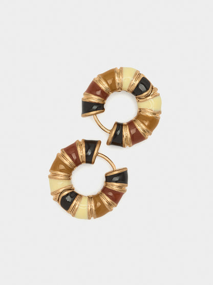 Tubular Hoop Earrings With Enamel