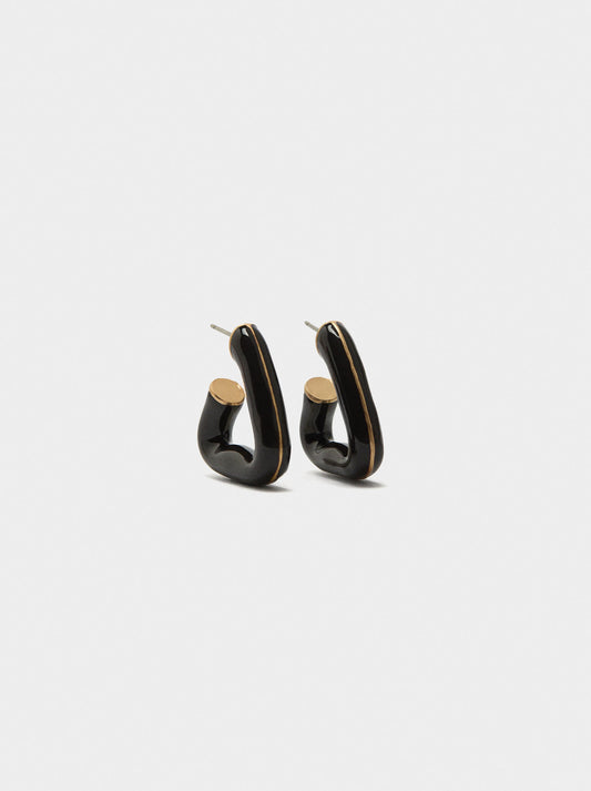 Triangular Hoop Earrings With Enamel