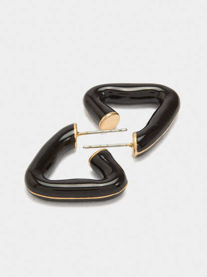 Triangular Hoop Earrings With Enamel