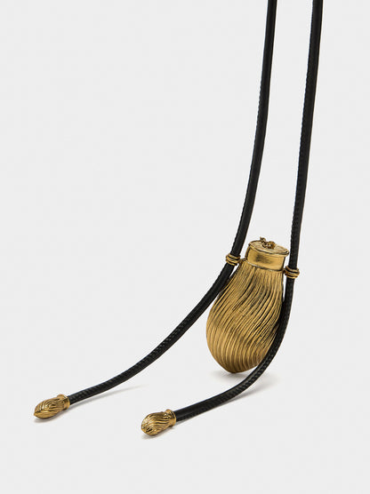 Cord Necklace With Striped Pocket