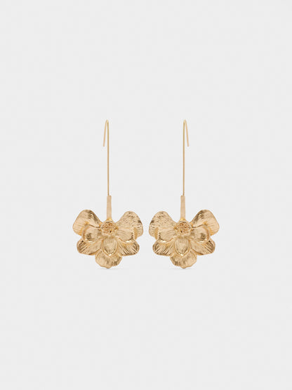 Maxi Long Earrings With Striped Flower