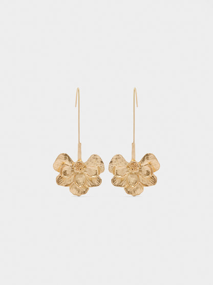 Maxi Long Earrings With Striped Flower