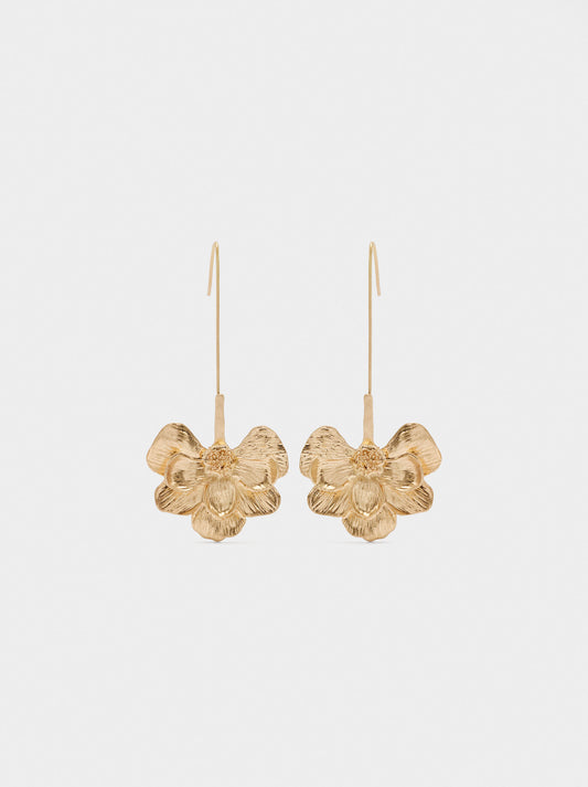 Maxi Long Earrings With Striped Flower