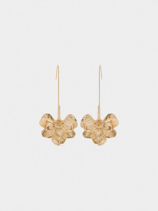 Maxi Long Earrings With Striped Flower