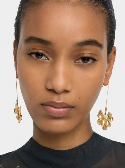 Maxi Long Earrings With Striped Flower