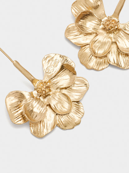 Maxi Long Earrings With Striped Flower