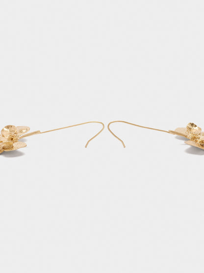 Maxi Long Earrings With Striped Flower