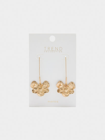 Maxi Long Earrings With Striped Flower