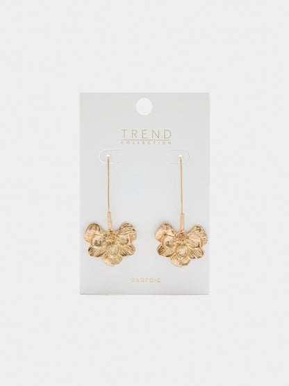 Maxi Long Earrings With Striped Flower