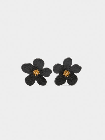 Maxi Flower Leather-Effect Earrings