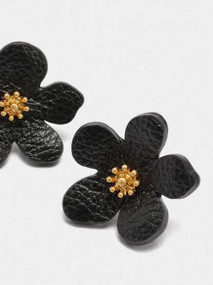 Maxi Flower Leather-Effect Earrings