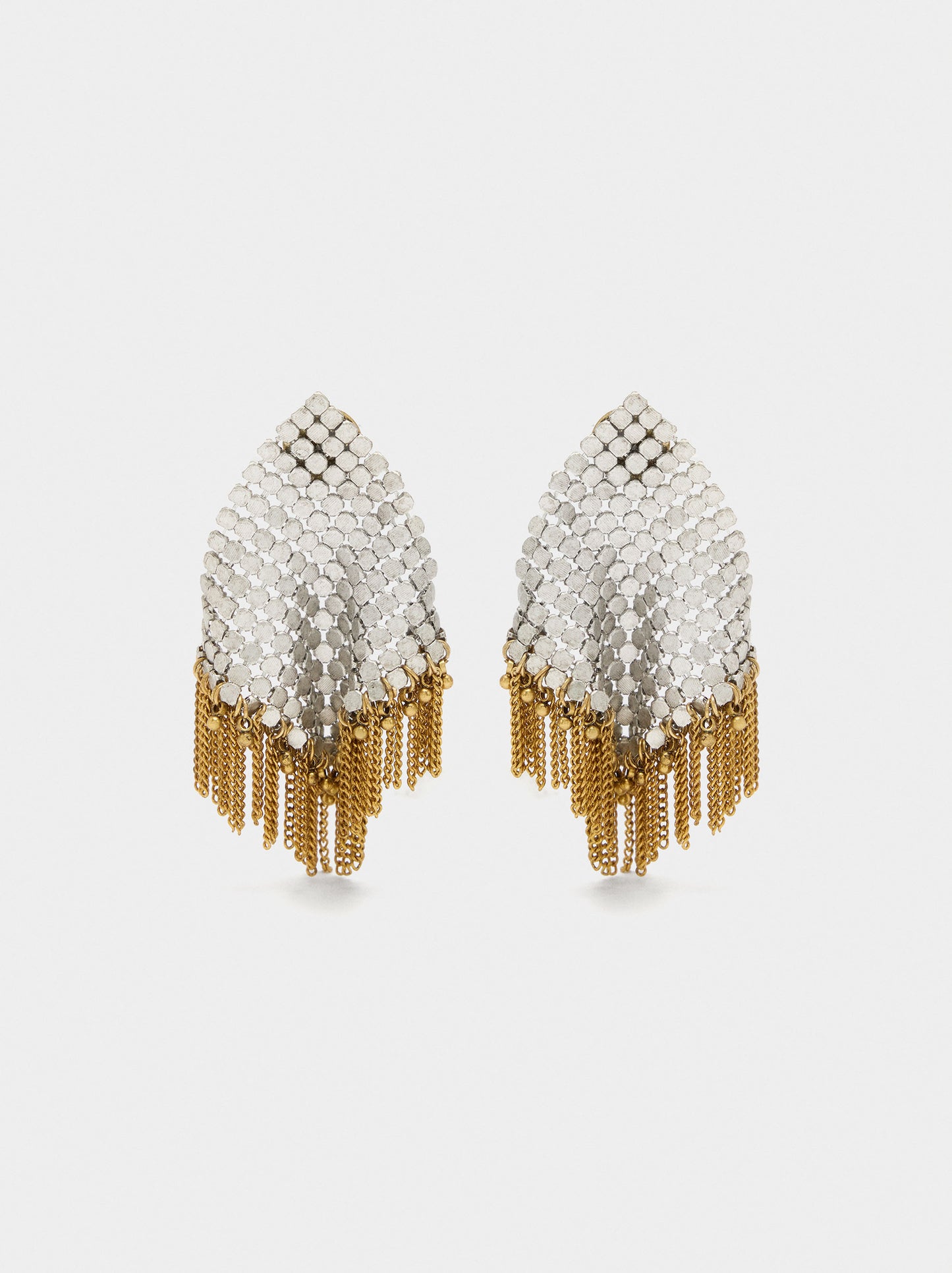 Maxi Diamond-Shaped Earrings With Fringes