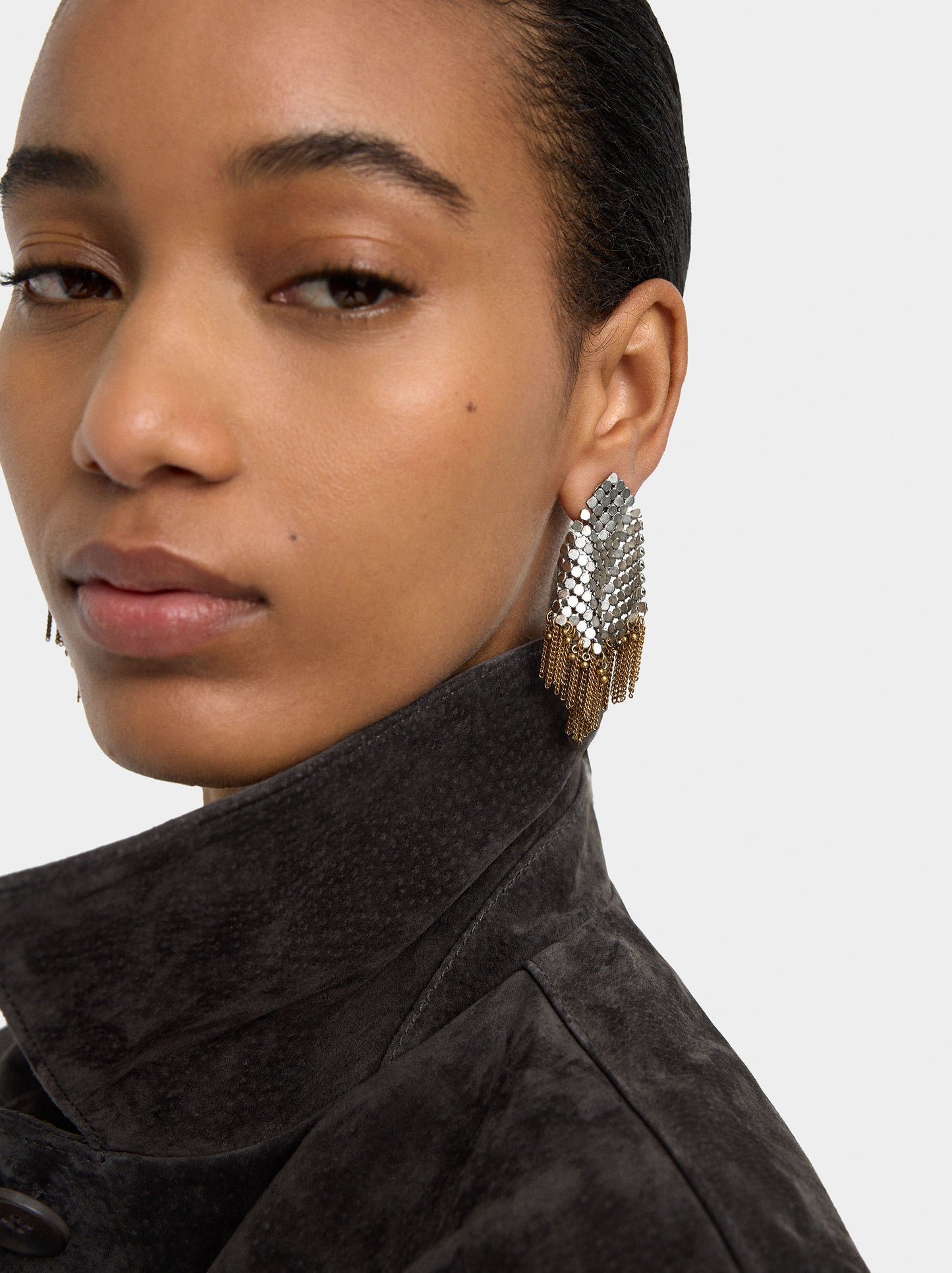 Maxi Diamond-Shaped Earrings With Fringes