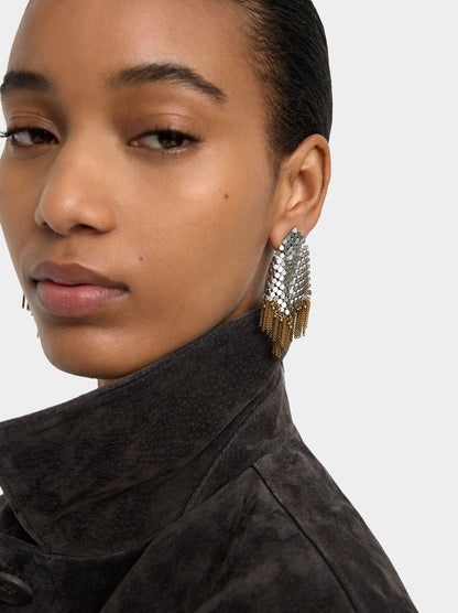 Maxi Diamond-Shaped Earrings With Fringes