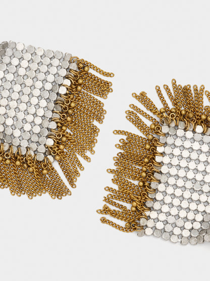 Maxi Diamond-Shaped Earrings With Fringes