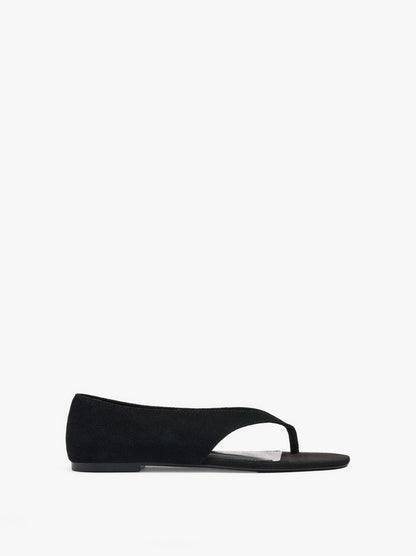 Leather Flat Sandals With Thong Style